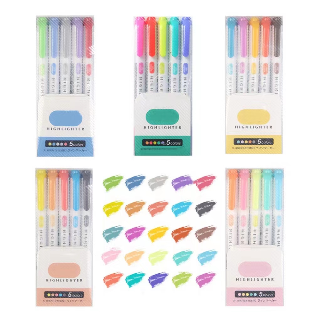 Zebra Mildliner 25-Color Set: Vibrant Double-Headed Highlighters