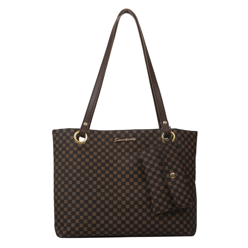 All Over Retro Pattern Tote Bag, Classic Shoulder Bag With Mini