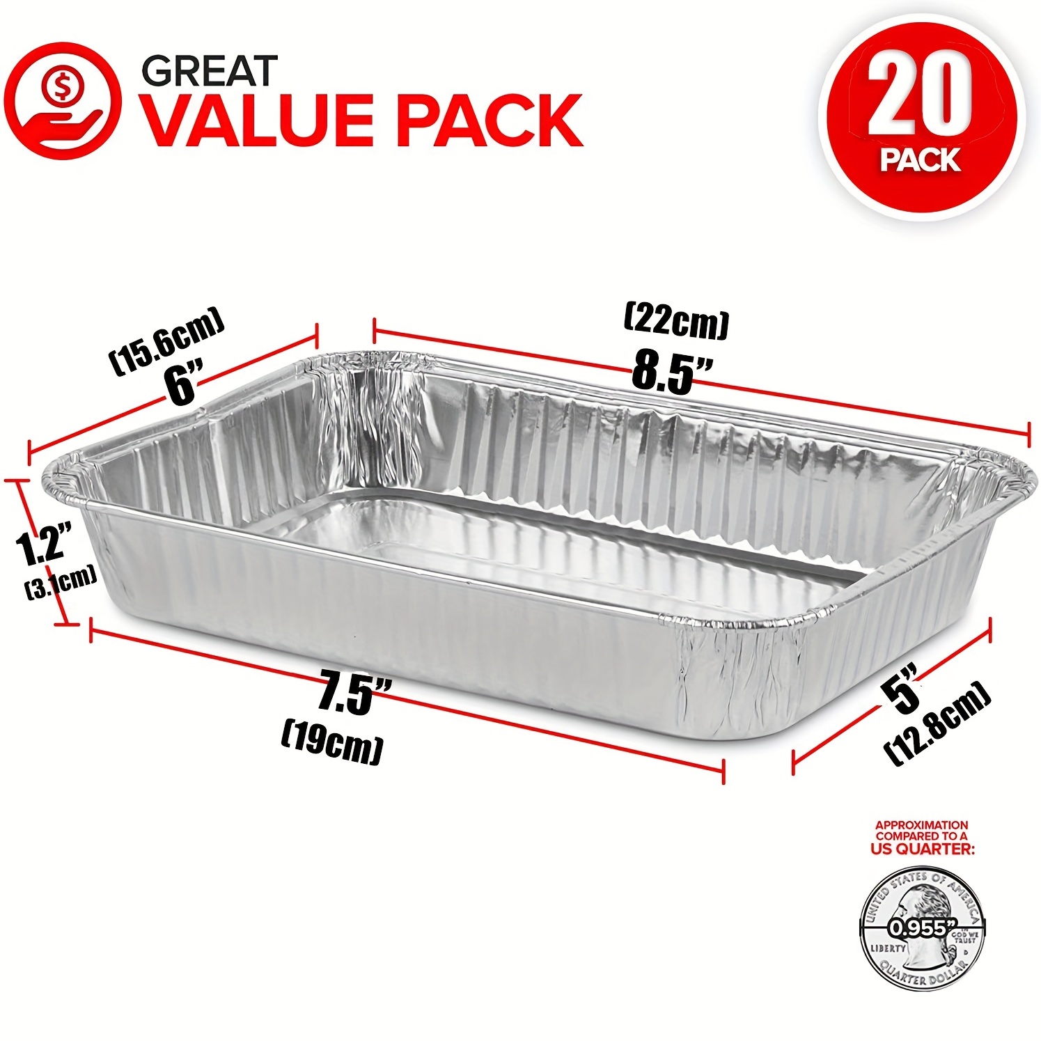 20 Pack] 9x13 Disposable Foil Pans Aluminum Drip Pans/Trays(9x13