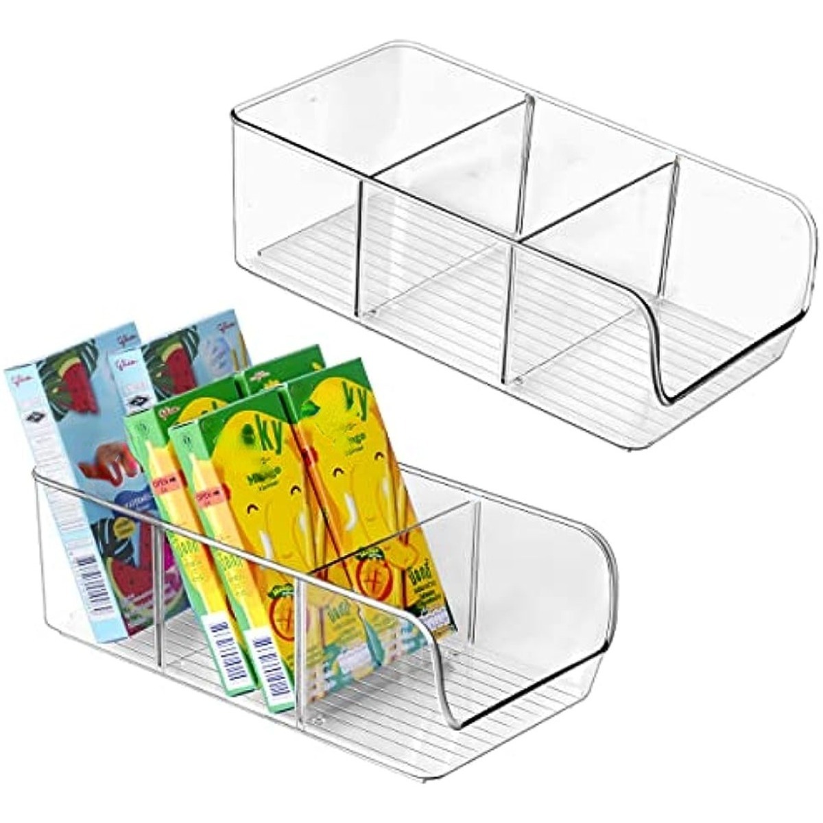 Plastic Pantry Organization And Storage Bins With Removable Dividers,  Multifunctional Snacks Storage Bins, For Kitchen Fridge, Countertop, Cabinet,  And Bedroom, Home Supplies - Temu