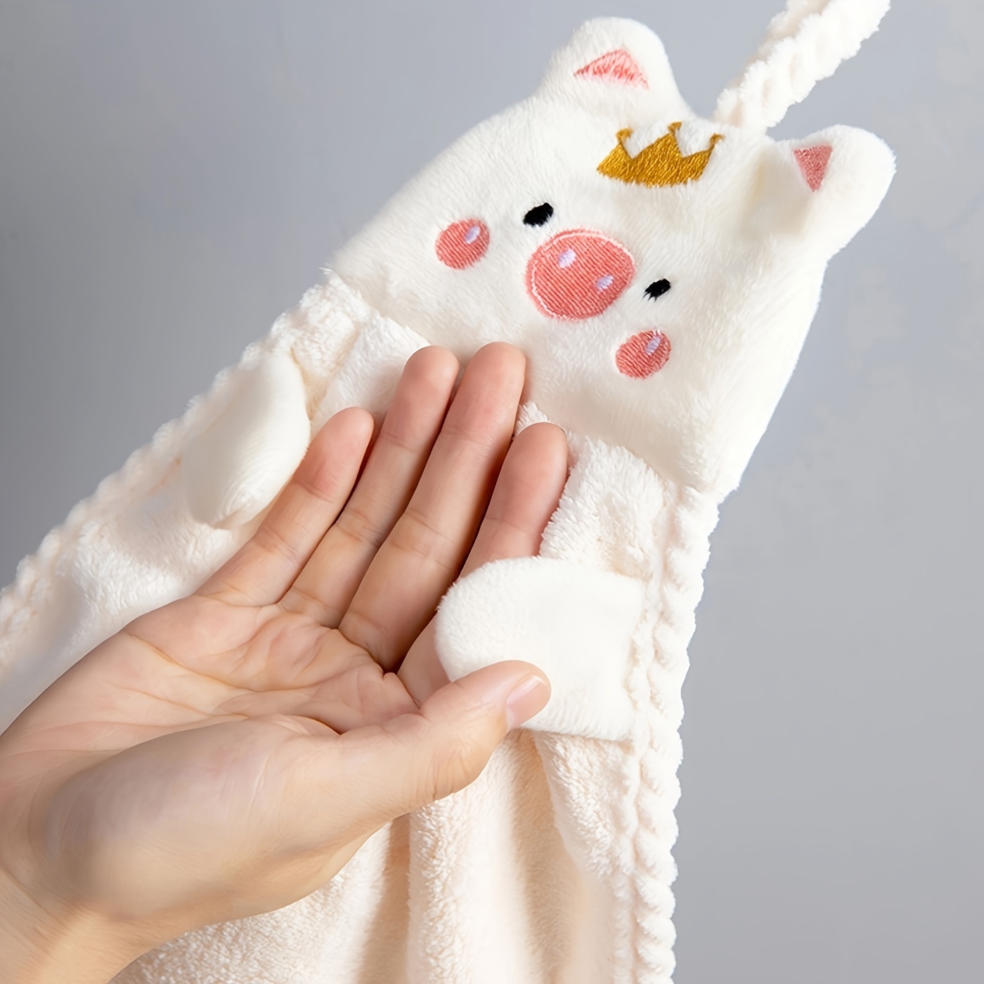 4pcs cute   hand towel absorbent coral velvet kitchen towel hanging household towel details 4