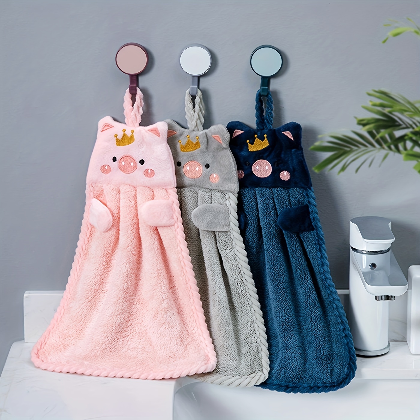 4pcs cute   hand towel absorbent coral velvet kitchen towel hanging household towel details 5