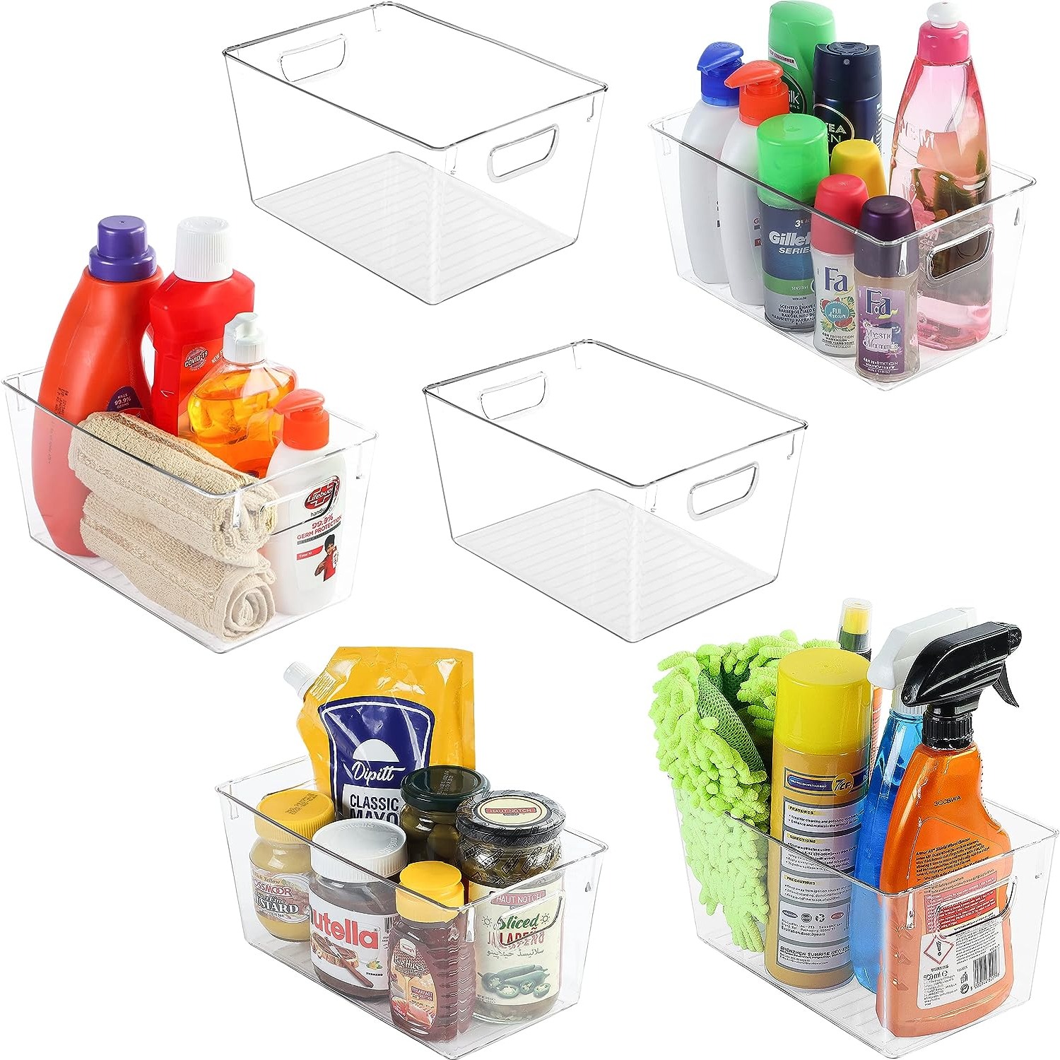 Kitchen Organizer Stackable Clear Organizer Bins With Handles, For
