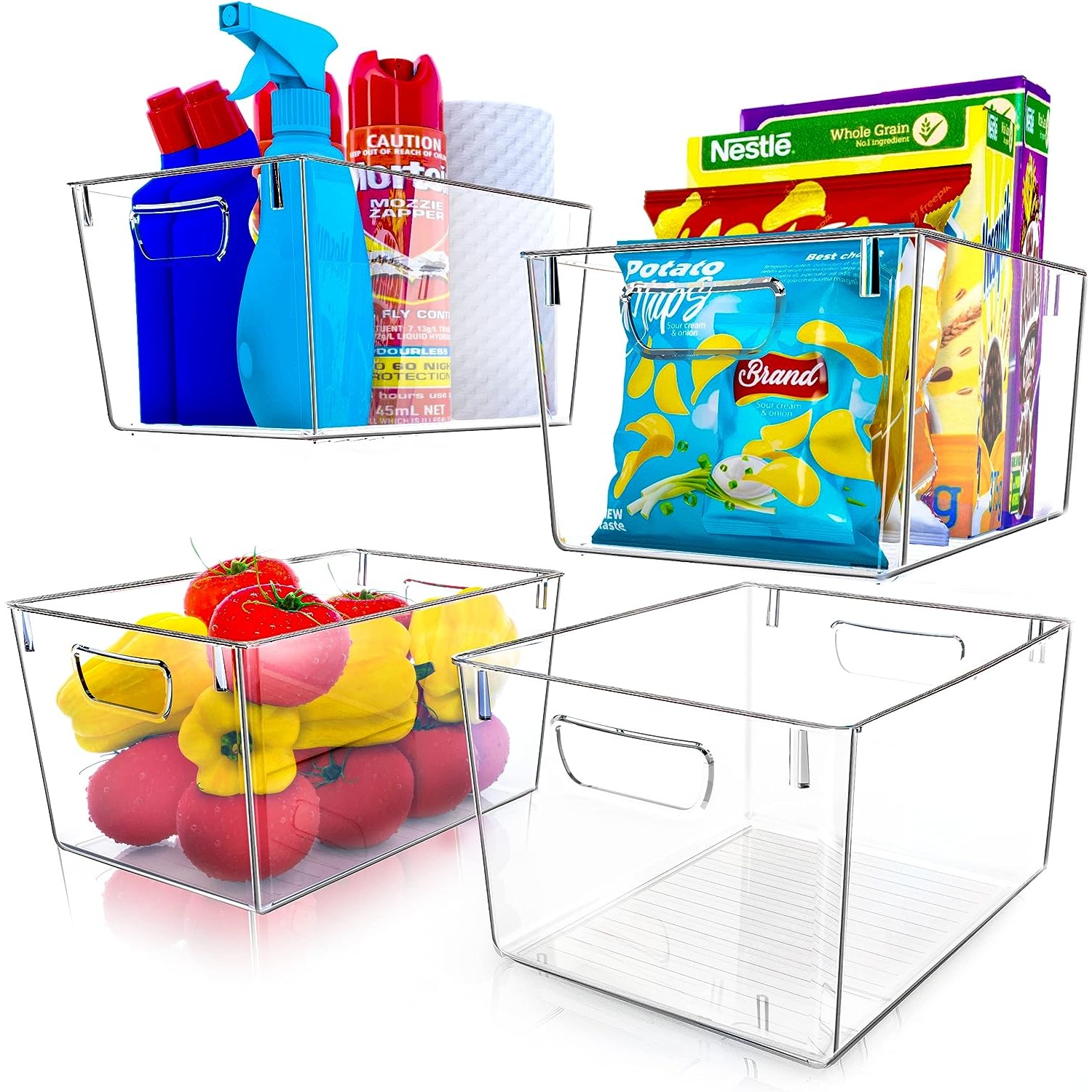 Sorbus Plastic Storage Bins Clear Pantry Organizer Box Bin