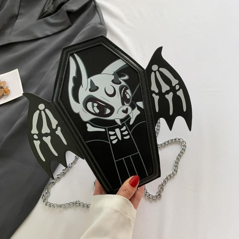 Halloween Crucifix Coffin Shape Crossbody Bag, Funny Bat Pattern Shoulder  Bag With Wings, Perfect Sling Bag For Festival - Temu