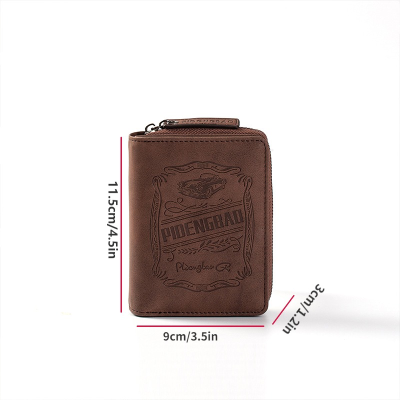 Man Small Leather Wallet With Underwire Coin Pocket Credit Cards