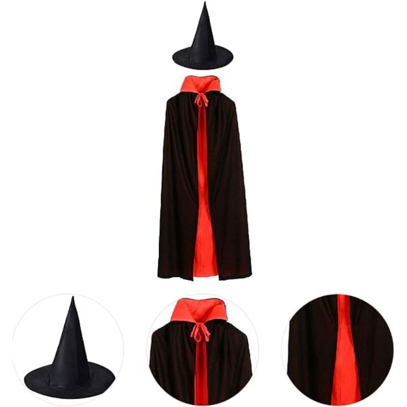 Fantasia Capa de Bruxa Infantil 80cm + Chapéu Halloween