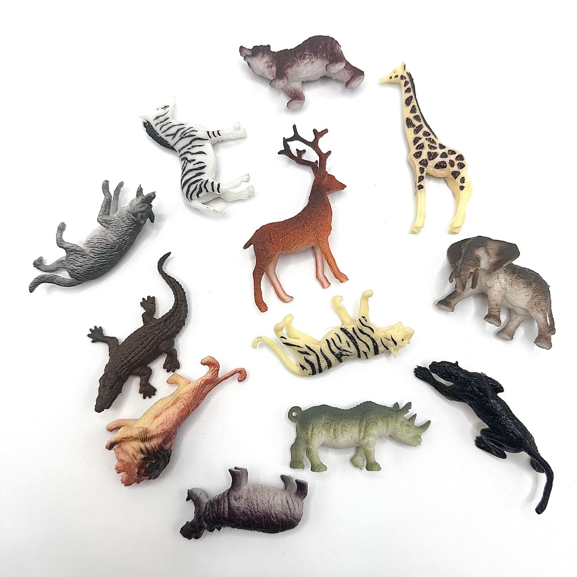 Juego de 9 juguetes de animales salvajes, figuras de animales de la selva  de la sabana, mini recuerdo de fiesta, decoración de pastel de zoológico de