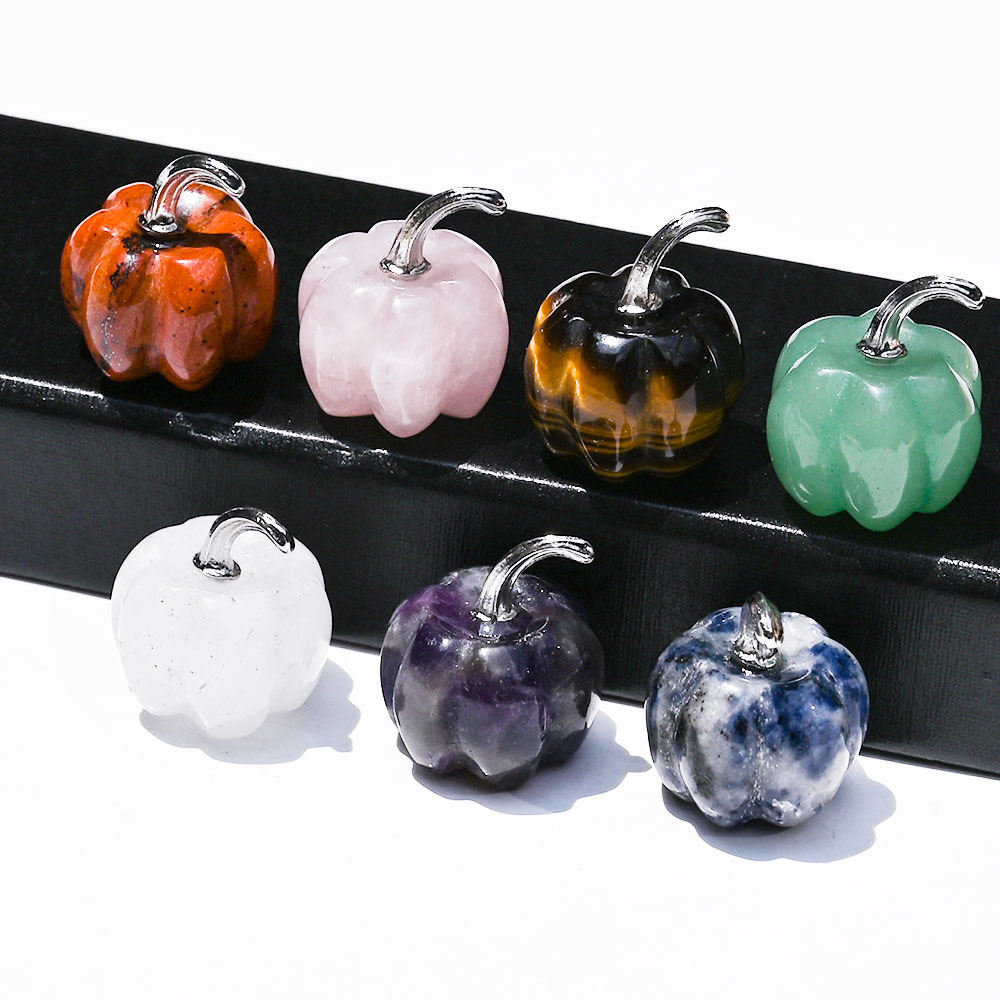 

1pc Natural Crystal Gem Halloween Pumpkin Carving Decoration, Ideal Choice For Gifts