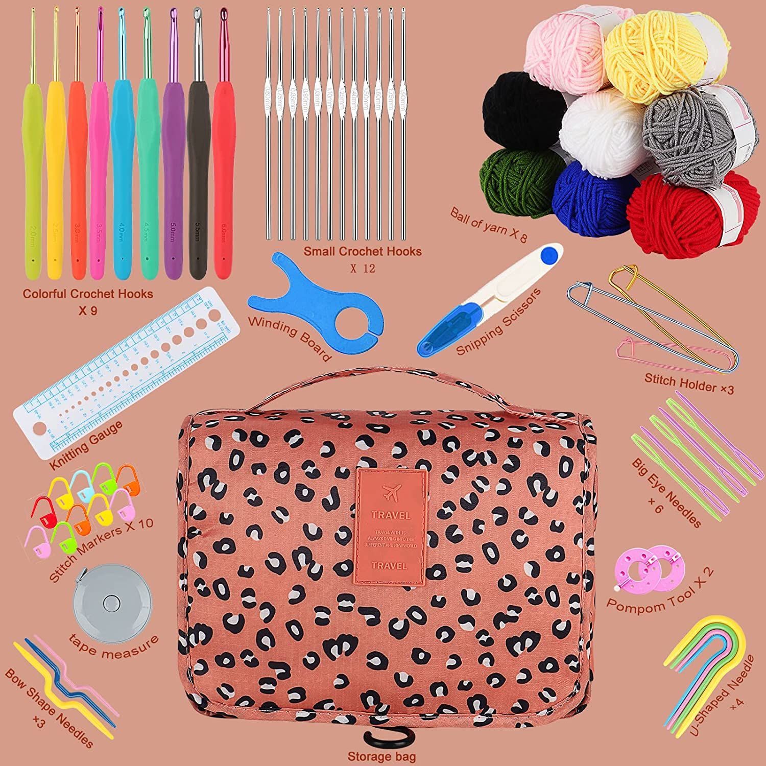 Crochet Knitting Kit With Storage Bag Diy Hand - Temu