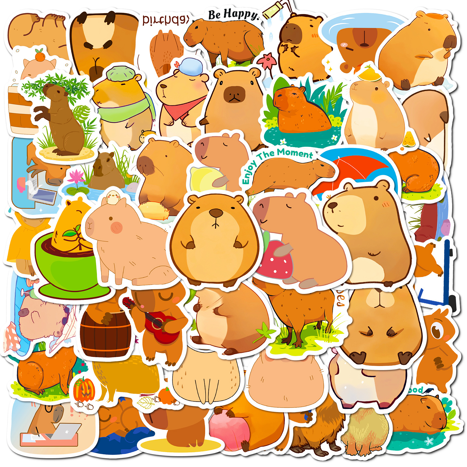 Cartoon Capybara Waterproof Creative Stickers Laptop Pc - Temu