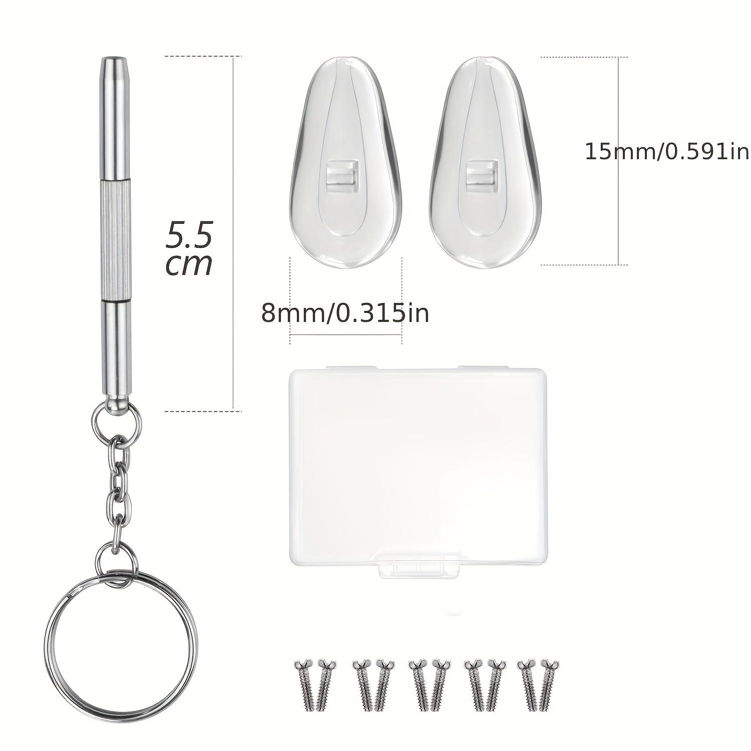 Glasses Repair Kit With Tiny Stainless Steel Screws Nose Pads