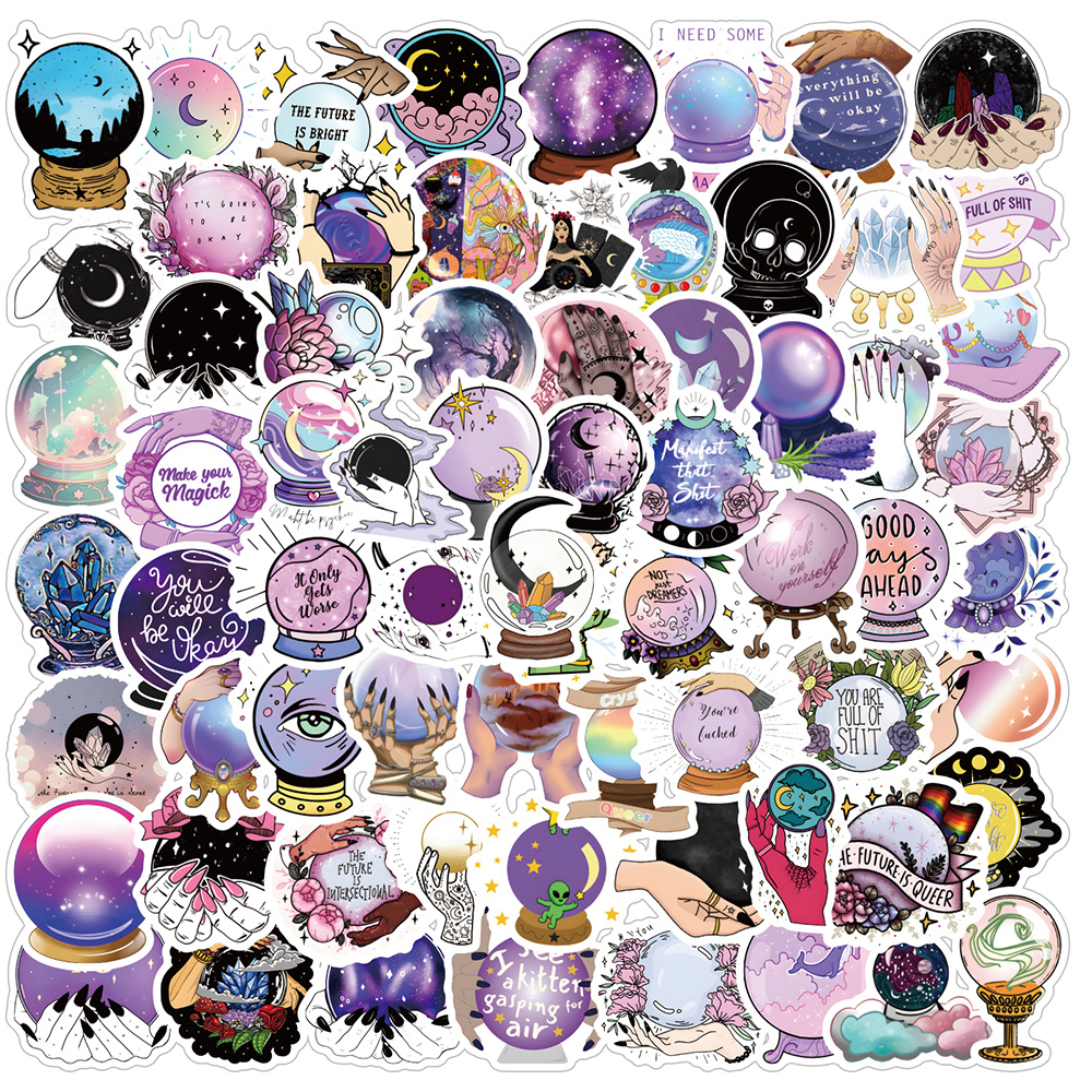 Mystical crystal ball sticker, Spiritual aesthetic stickers, Halloween  stickers, Laptop stickers, Water bottle stickers