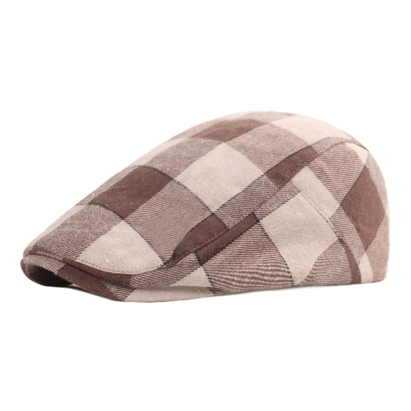  Fashion Men's Baseball Cap Plaid Cotton Hat Men Women Casual  Caps Outdoor Sun Cap2 (Color : Coffee) : Sports & Outdoors