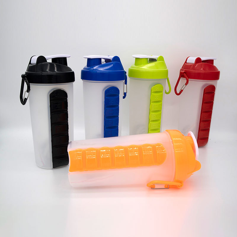 600 ml Kunststoff-Mähdrescher-Tages-Pillendose, Trinkflaschen, tragbar, für  Outdoor-Sportarten, auslaufsichere Flasche