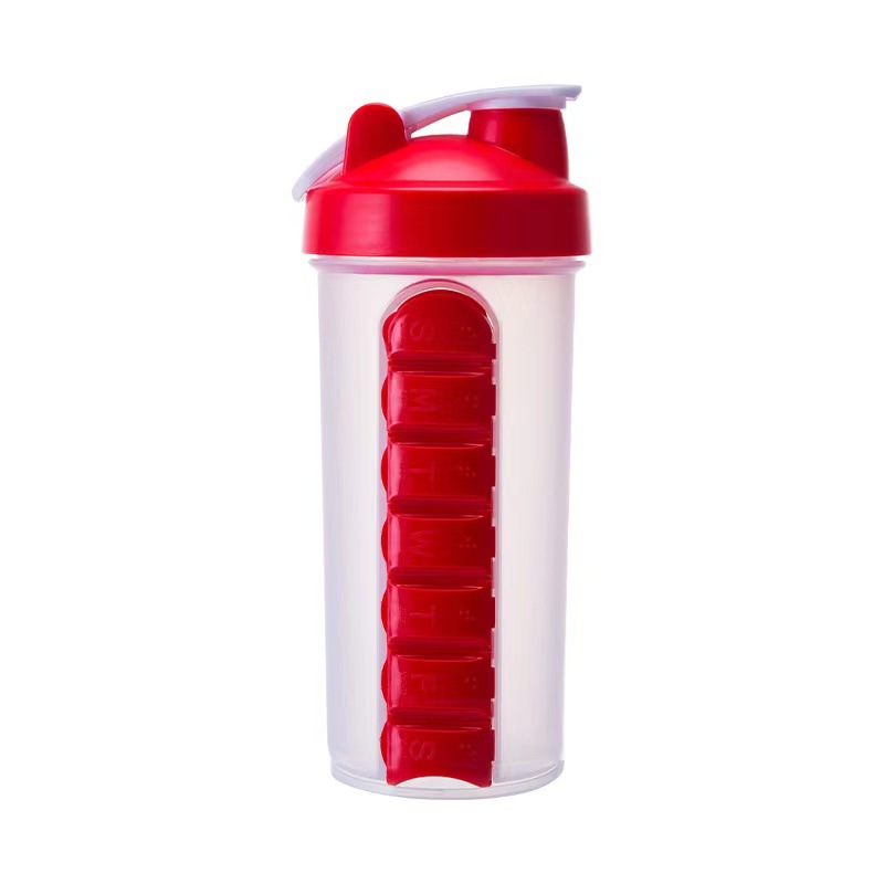 Water Bottle 600ml With Weekly Pill Organizer Box 2 In 1 (Medicine Storage)  For Sports Men/Women/Kids