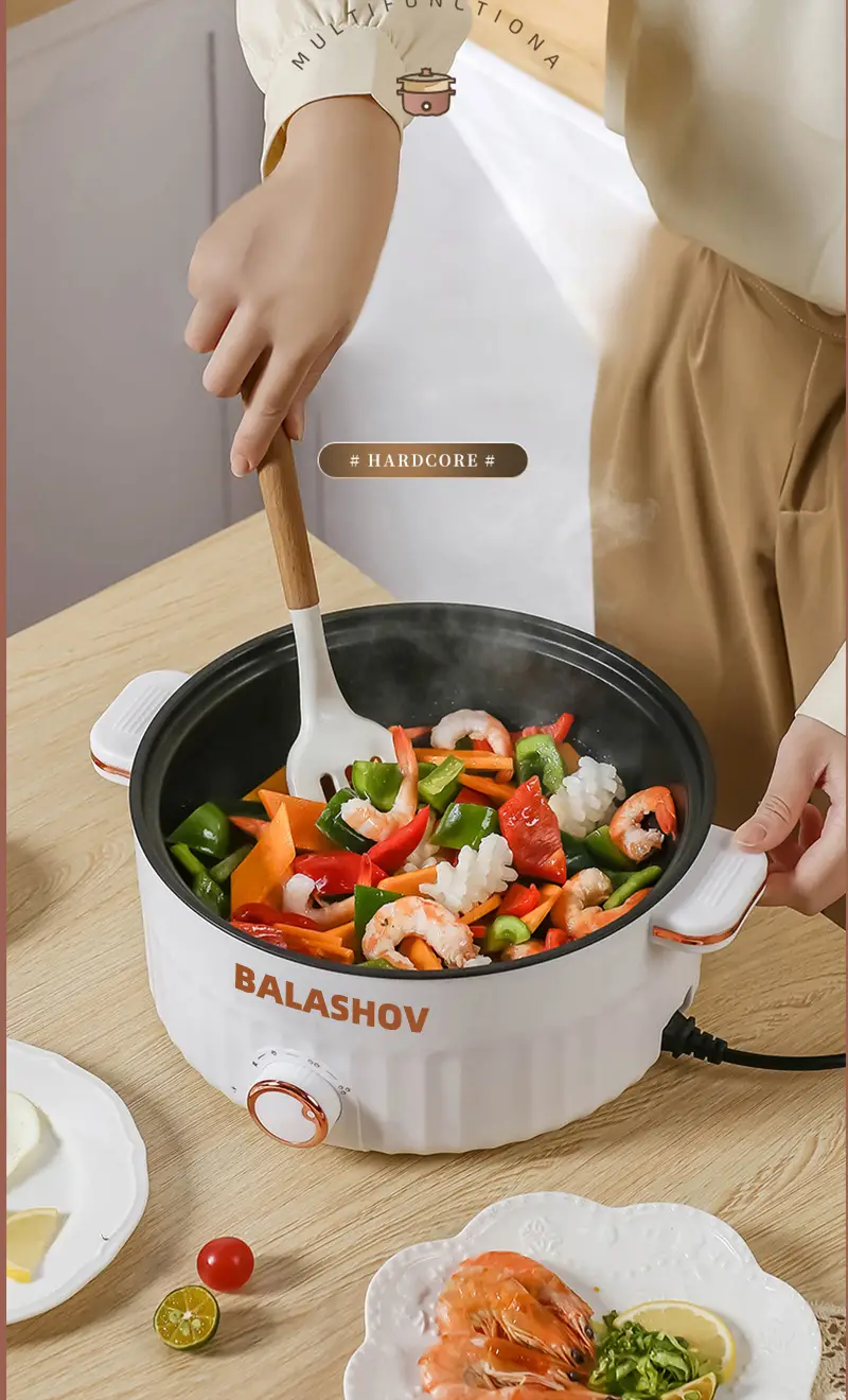 1 5l 3l electric hot pot portable electric skillet with nonstick coating over heating and boil dry protection for stir fry steak for rv travel home details 10