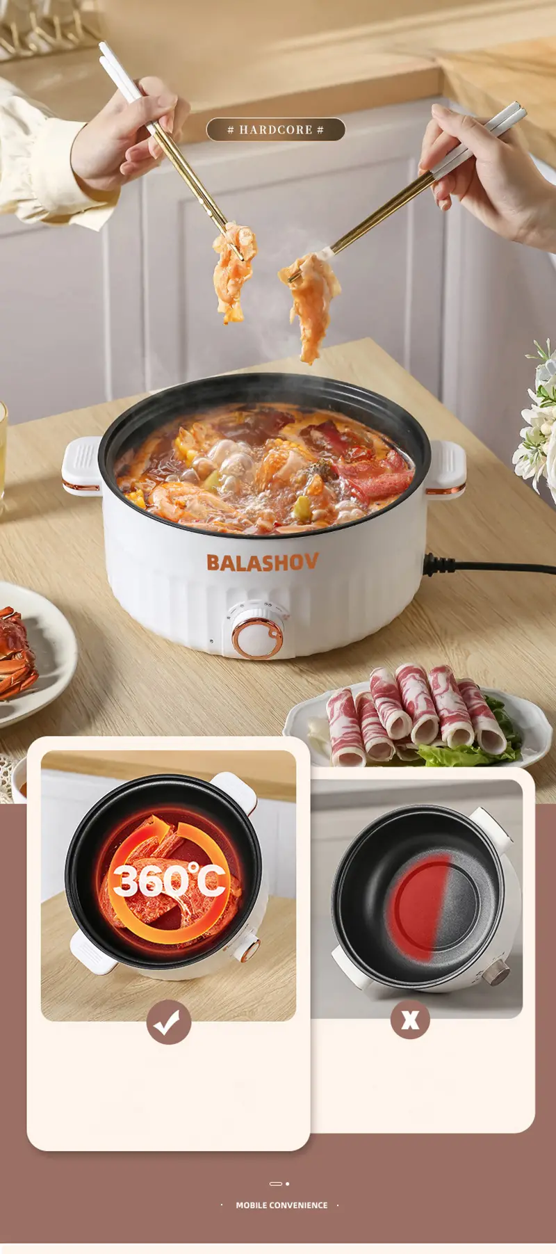 1 5l 3l electric hot pot portable electric skillet with nonstick coating over heating and boil dry protection for stir fry steak for rv travel home details 12