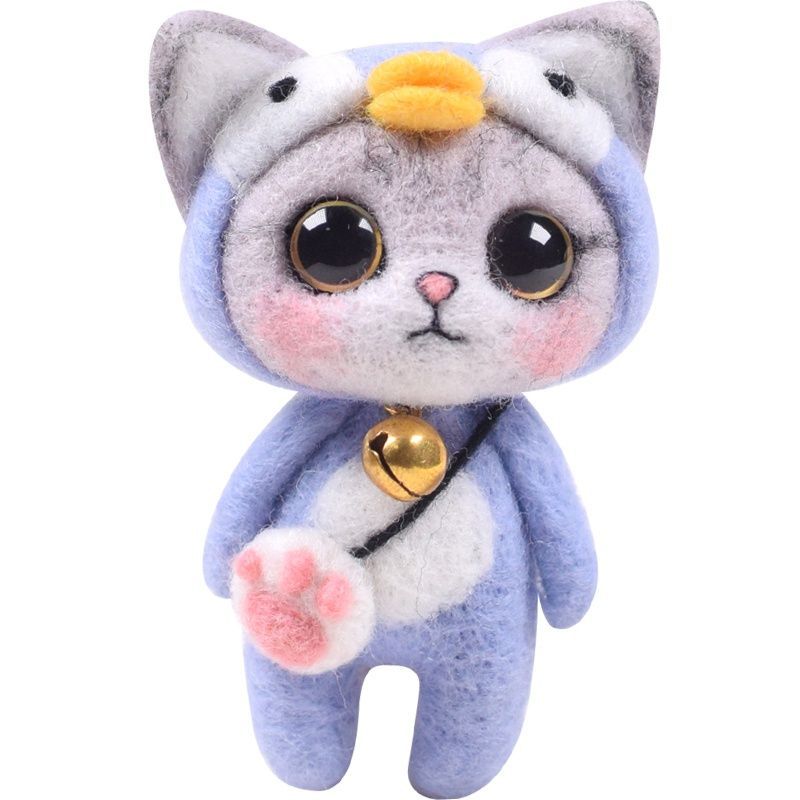 Needle Felted Cat 1:12 Scale Dollhouse Cat Dollhouse Pet Gray Kitten  Miniature Ornament Cat Sleeping Kitten Felt Tiny Cat Cute Gift Kitten 