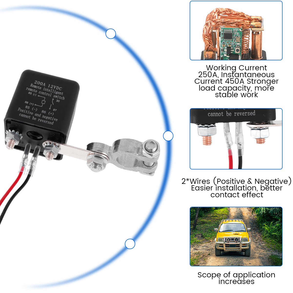 Interrupteur d'isolateur de batterie de voiture Coupé Kill Switch sans fil  Double télécommande