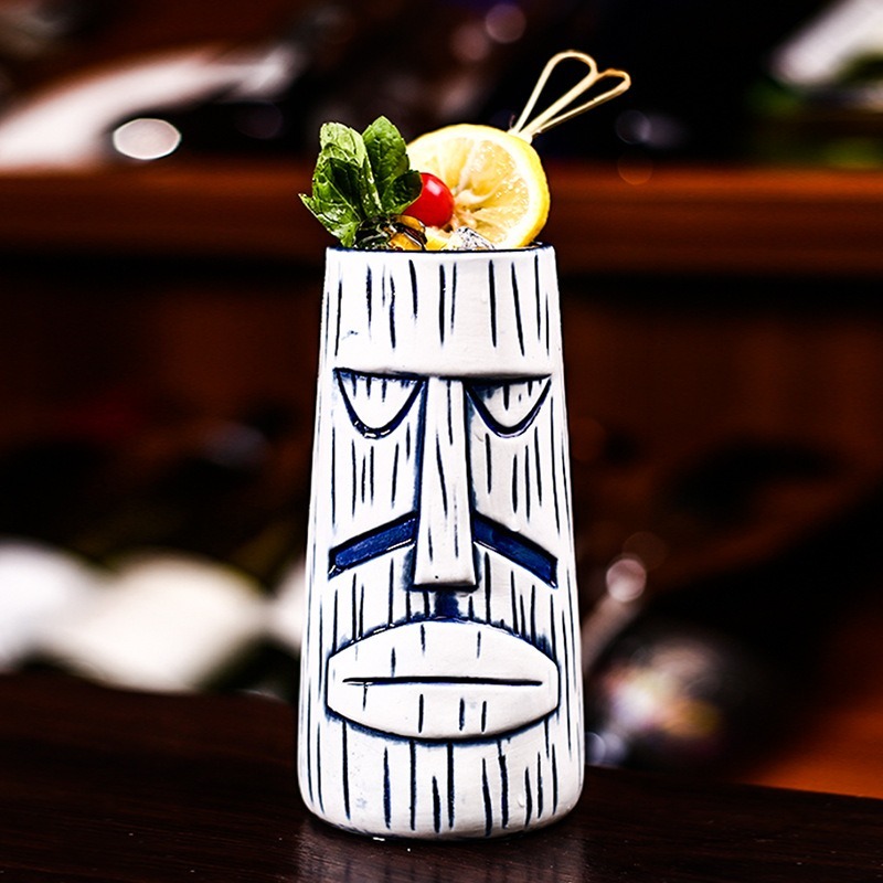 Hawaii Ceramic Tiki Mug Easter Islander Wine Mug Creative Cocktail Beer  Wine Cup for Bar Party