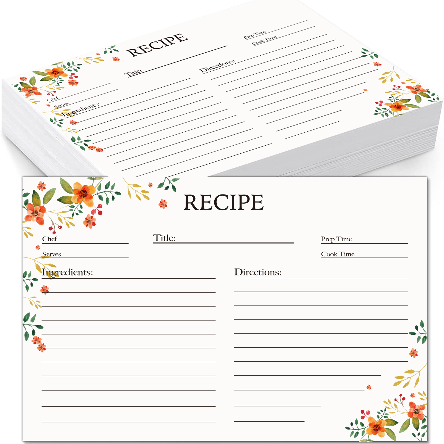 Recipe Card Template, Personalized Recipe Card, Printable Recipe