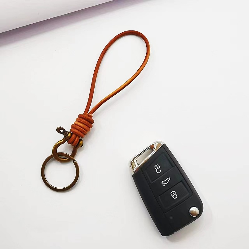 Leather Rope Keychain Hand Woven Horseshoe Buckle Key Ring - Temu