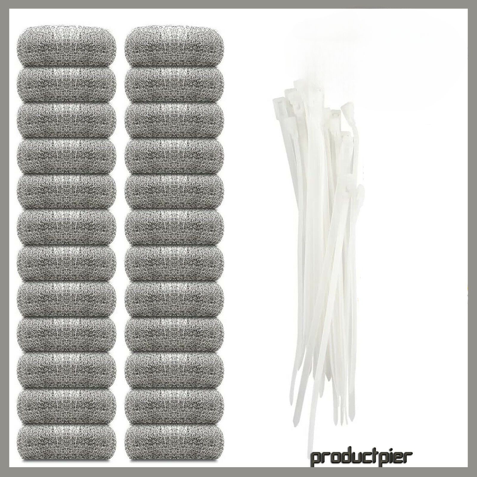 24 Pieces Lint Traps Stainless Steel Washing Machine Lint Snare Trap ,Washer Hose Filter with 24 Pieces Cable Ties