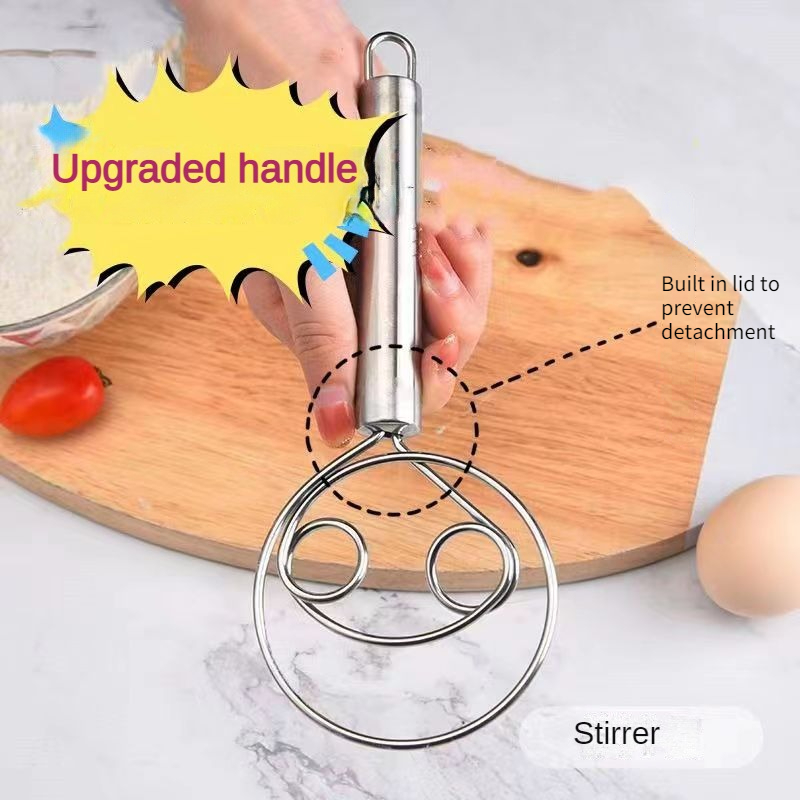 Stainless Steel Double Eye Coil Mixer Baking Tool Egg Beater Manual Dough  Powder Mixer Kitchen Whisk