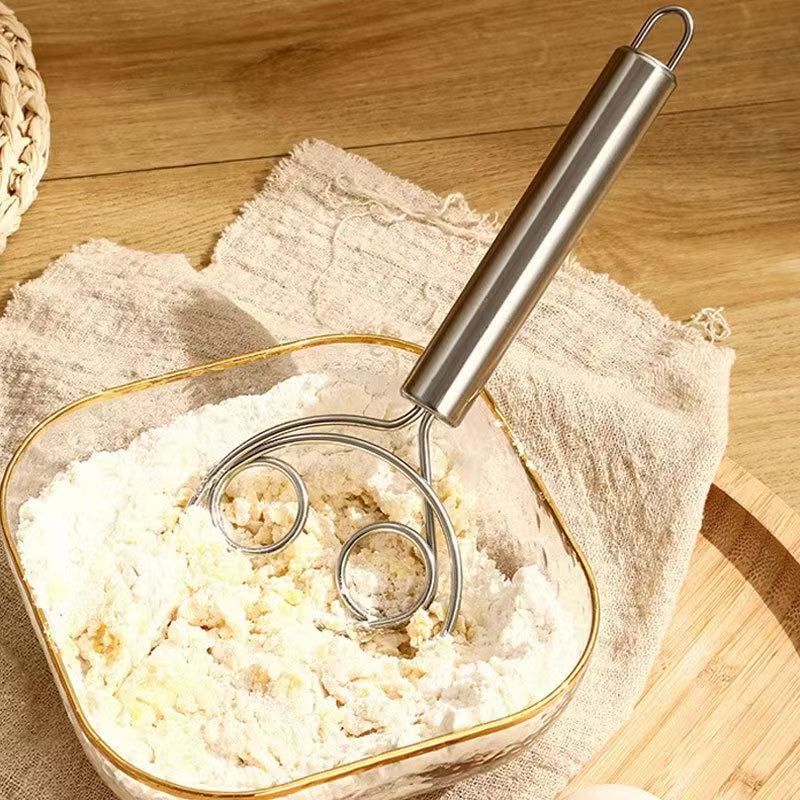 1pc Upgraded Baking Flour Mixer Double Eyes Coil Powder Mixer Stainless  Steel Flour Mixer Dough Mixing Tool Kitchen Gadget for restaurant/food  truck/b
