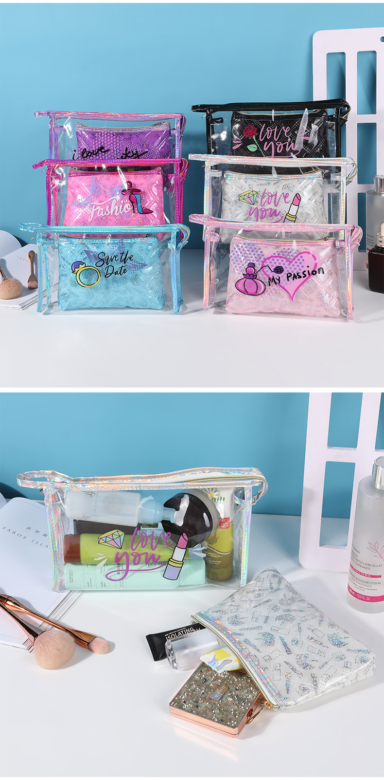 Toiletry Bag 1 Makeup Bag Transparent Bag Cosmetics Travel - Temu