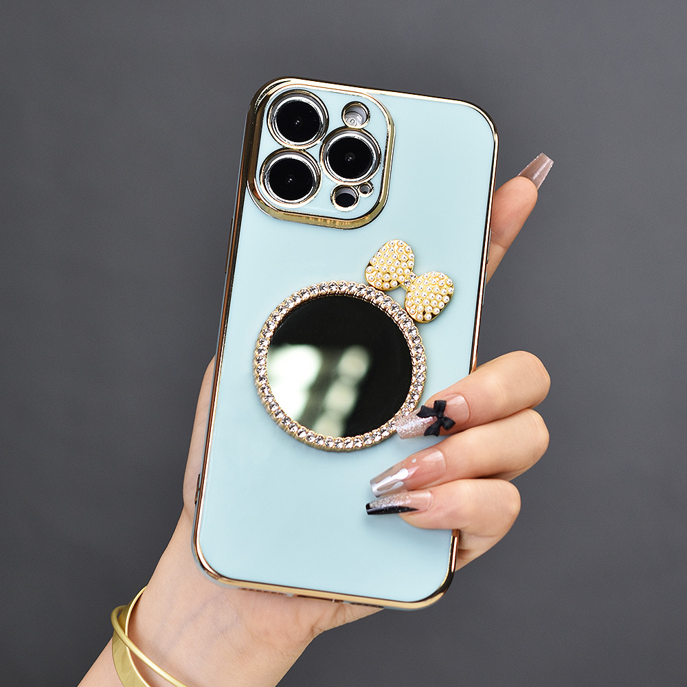 Girls Luxury Bling Rhinestone Mirror Makeup TPU back Case Phone