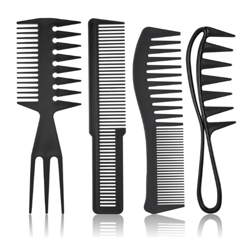

2/3/4pcs Shark Teeth Comb Wide Tooth Comb Large Wide Tooth Comb Detangling Comb Texture Comb For Curly Wet Wavy Thick Hair Wigs Salon Barber Hairstyle Tool