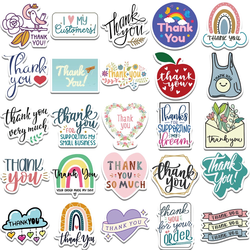 50pcs Thank You Stickers Word Stickers For Adults, Waterproof Vinyl  Stickers For Teen Girl For Water Bottle Laptop Phone Skateboard Bike  Luggage Guita