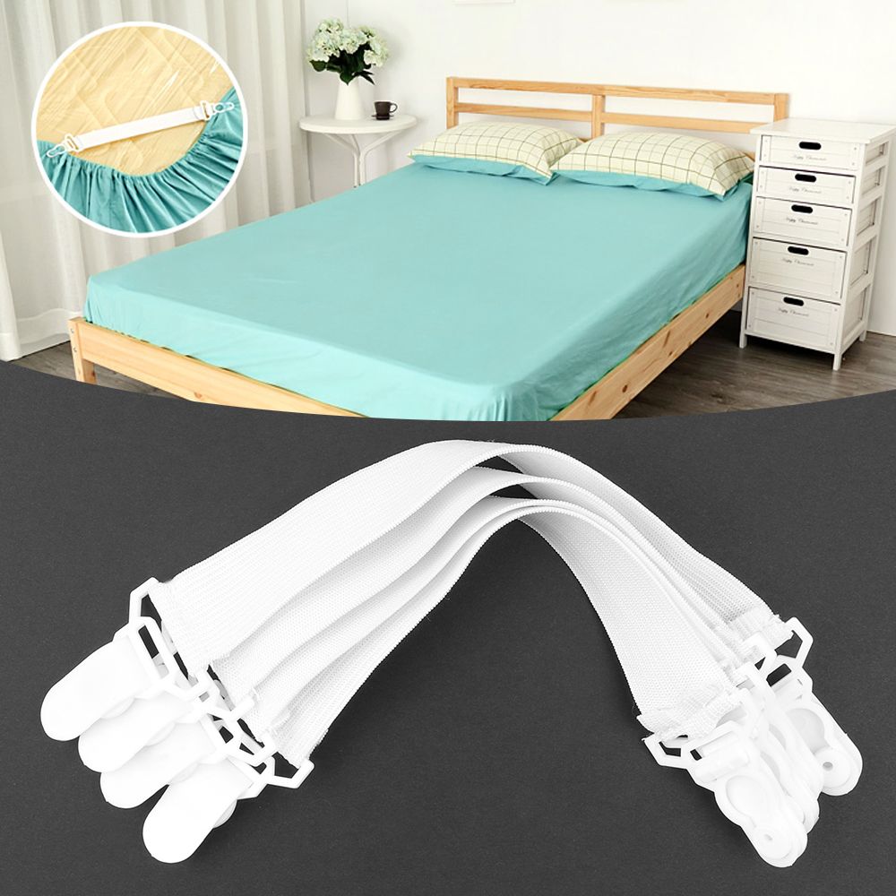 4pcs/set Elastic Bed Sheet Grippers Belt Fastener Clips Mattress
