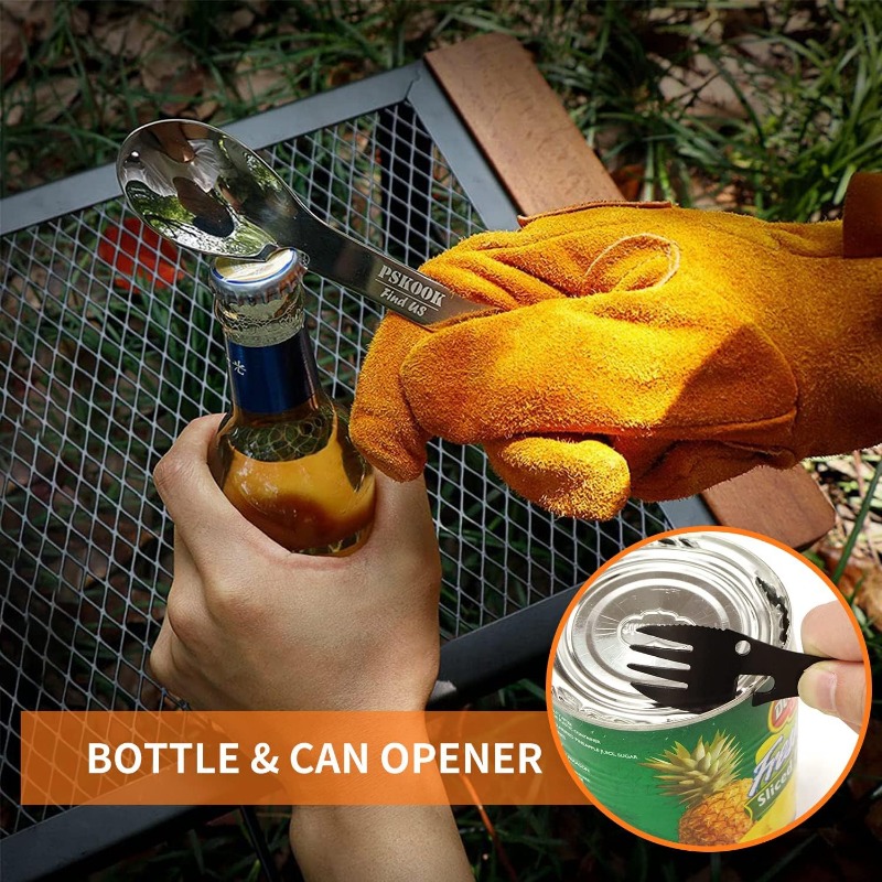 1 set Rust Steel Bottle Opener Outdoor Multifunctional Can Opener Cover  Opening Kitchen Can Opener Simple Canning Knife Picnic Camping