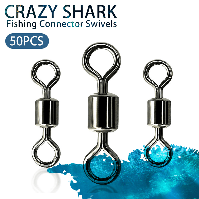 Crazy Shark Stainless Steel Bearing Swivel Ring Fishing Line - Temu