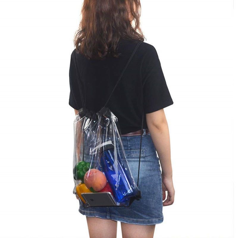 Stylish Clear Drawstring Backpack, Pvc Material Large Capacity