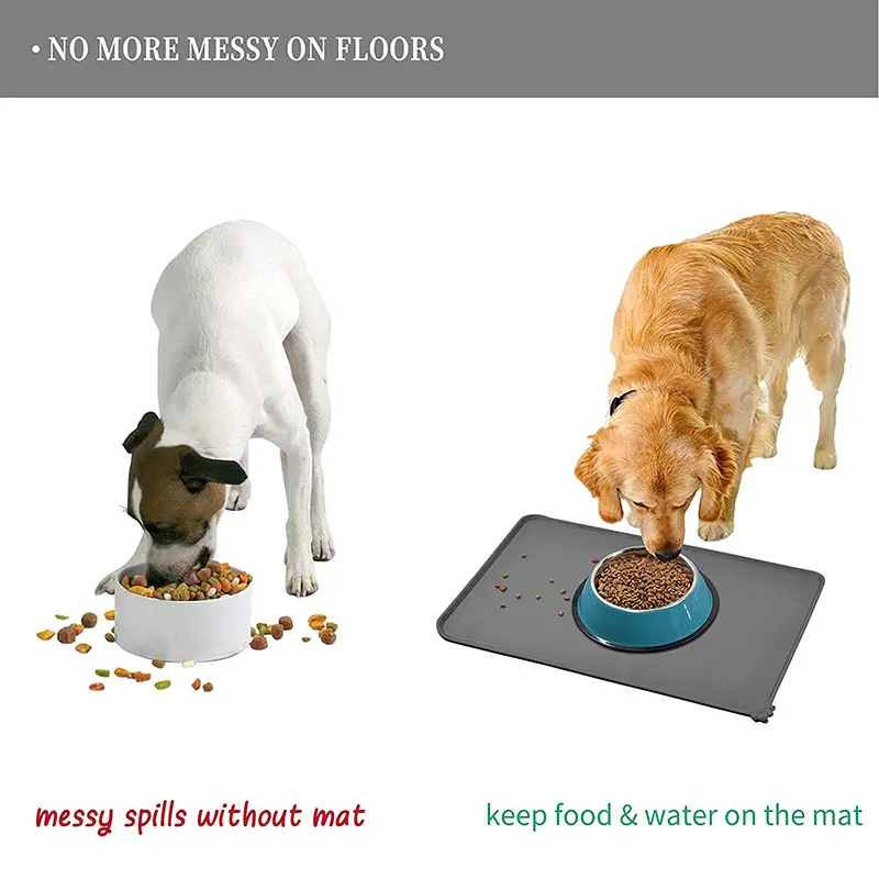 Waterproof Dog Mat for Food and Water, Dog Bowl Mat with Edges