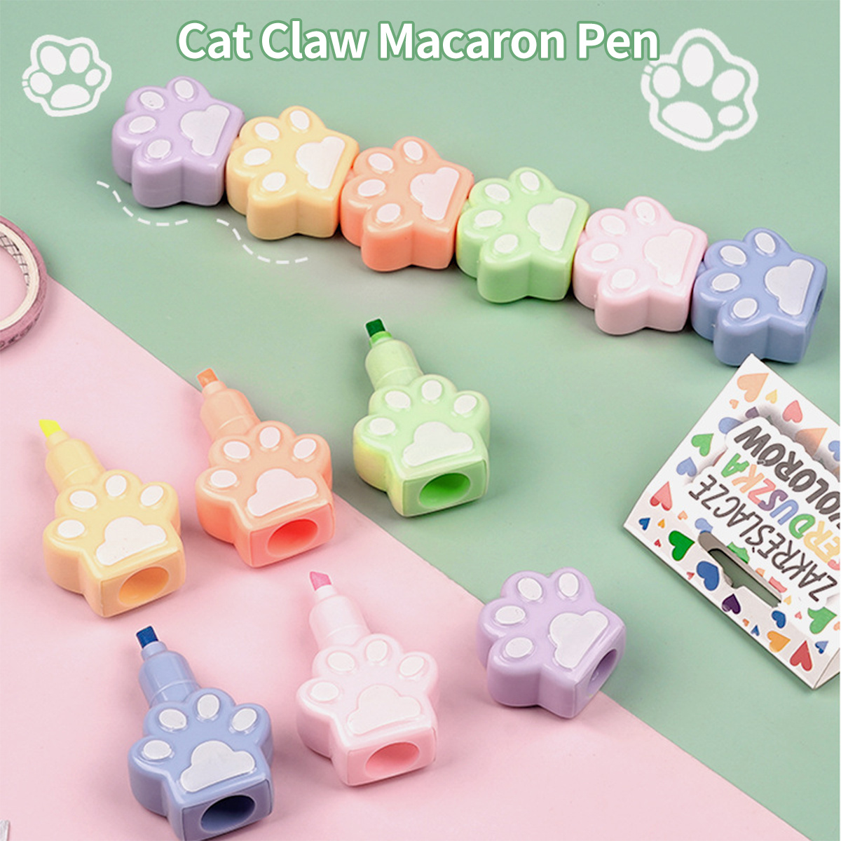 Creative Cat Claw Marker Pens Kawaii Fluorescent - Temu