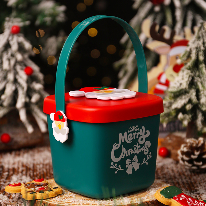 Christmas Pattern Storage Bucket With Handle Portable - Temu