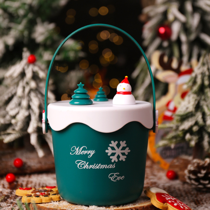 Christmas Pattern Storage Bucket With Handle Portable - Temu