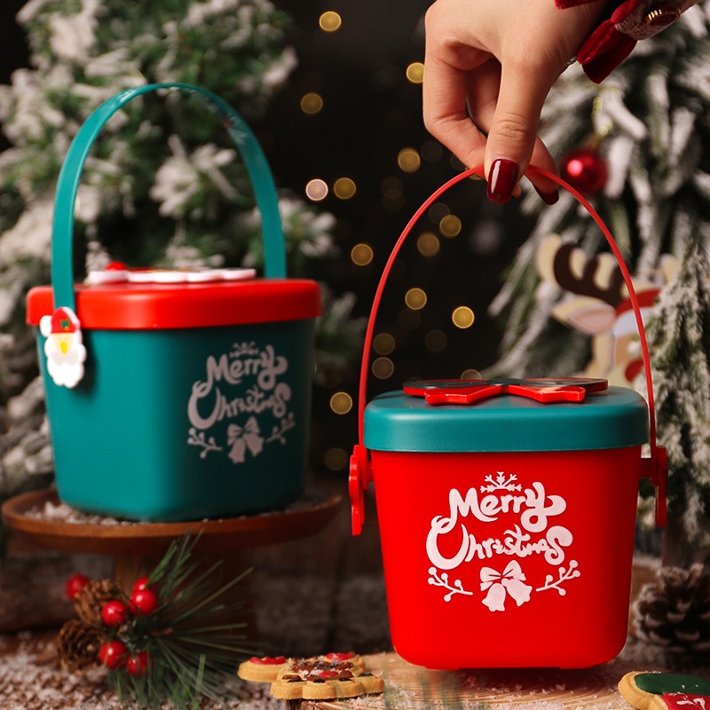 Christmas Pattern Storage Bucket With Handle Portable - Temu