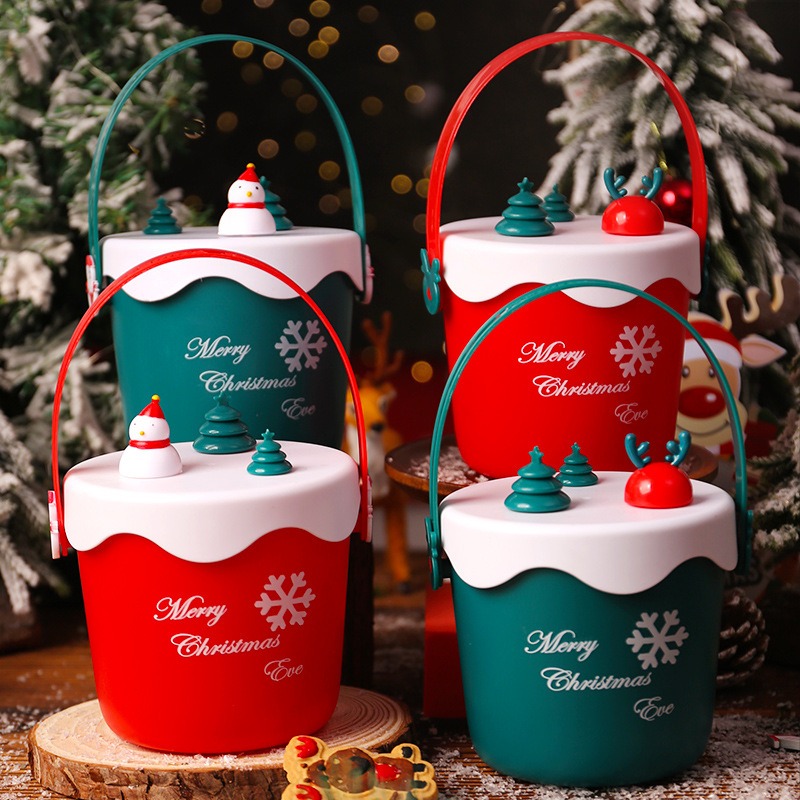 Christmas Pattern Storage Bucket With Handle Portable - Temu