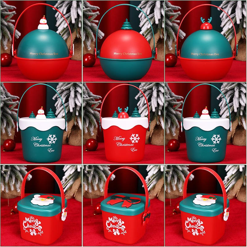 Christmas Pattern Storage Bucket With Handle Portable - Temu