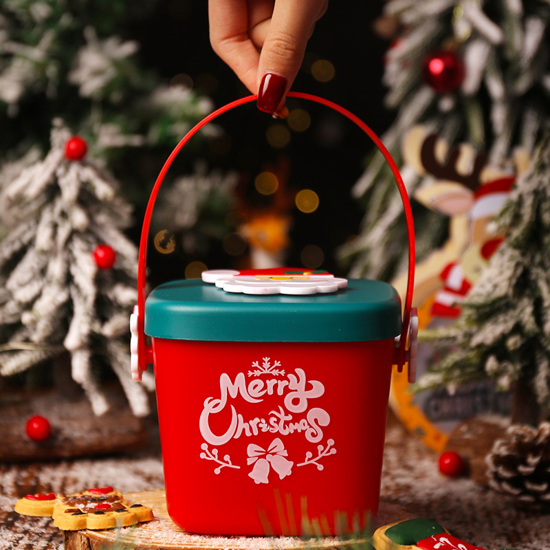 Christmas Pattern Storage Bucket With Handle Portable - Temu