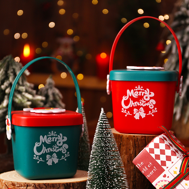 Christmas Pattern Storage Bucket With Handle Portable - Temu