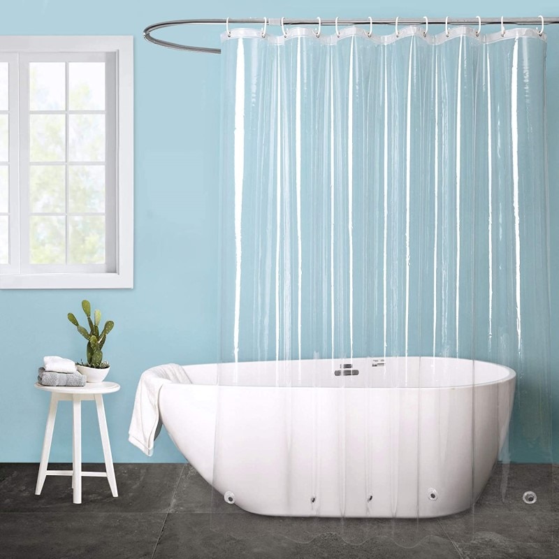 Rideau de douche avec aimant en bas.imperméable avec motif  3d+crochets.200x200cm semi-transparent - Conforama