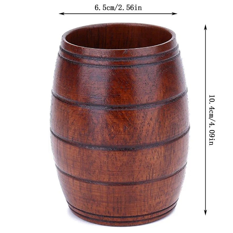  IUAQDP 2 piezas novedad madera barril en forma de madera beber  cerveza té taza decoración del hogar nueva taza de camping tazas de café de  madera : Hogar y Cocina