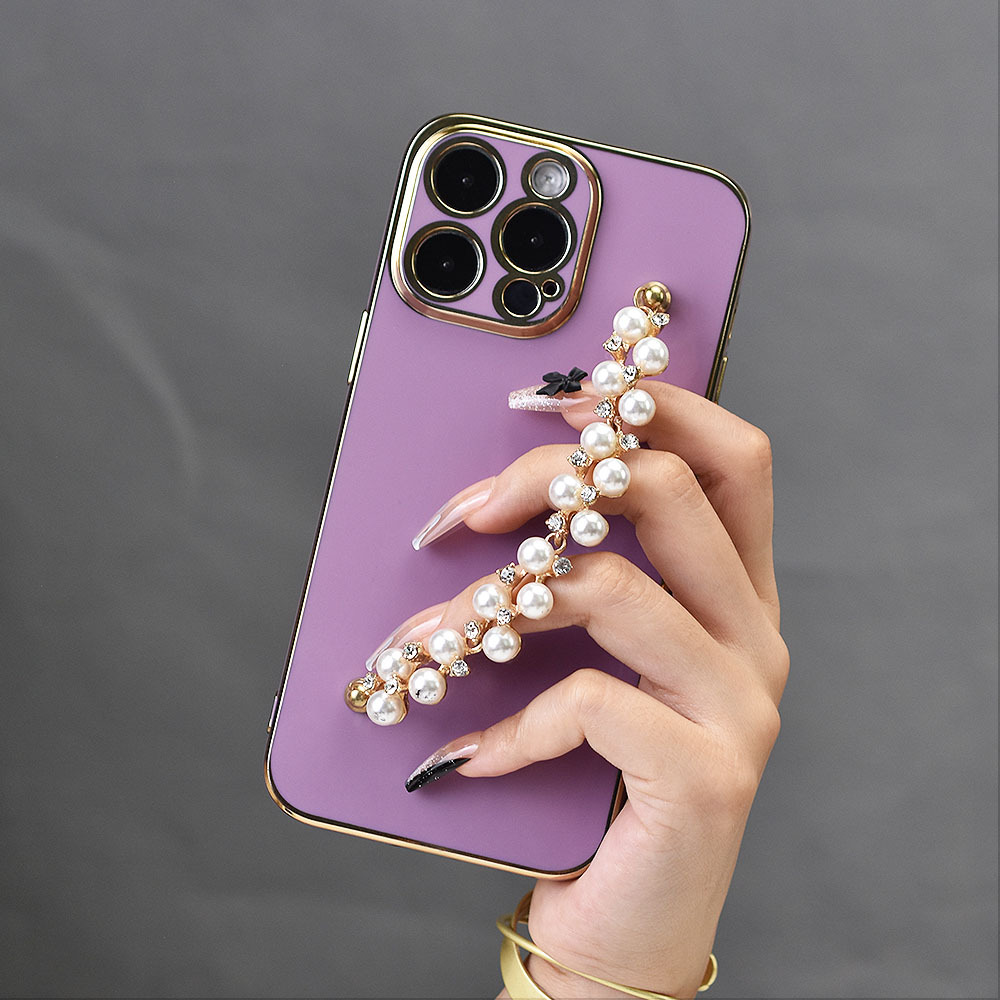 Coque De Téléphone Avec Bracelet De Perles Colorées, Étui En Tpu